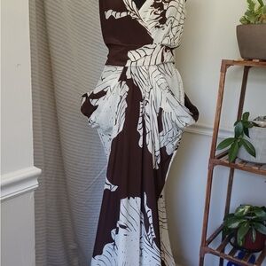 Banana Republic Brown and White Maxi Dress